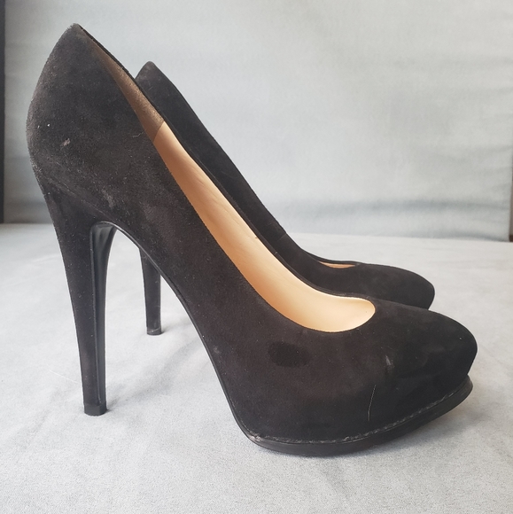 Sz 8 Guess Black Velvety Heels - Picture 7 of 11